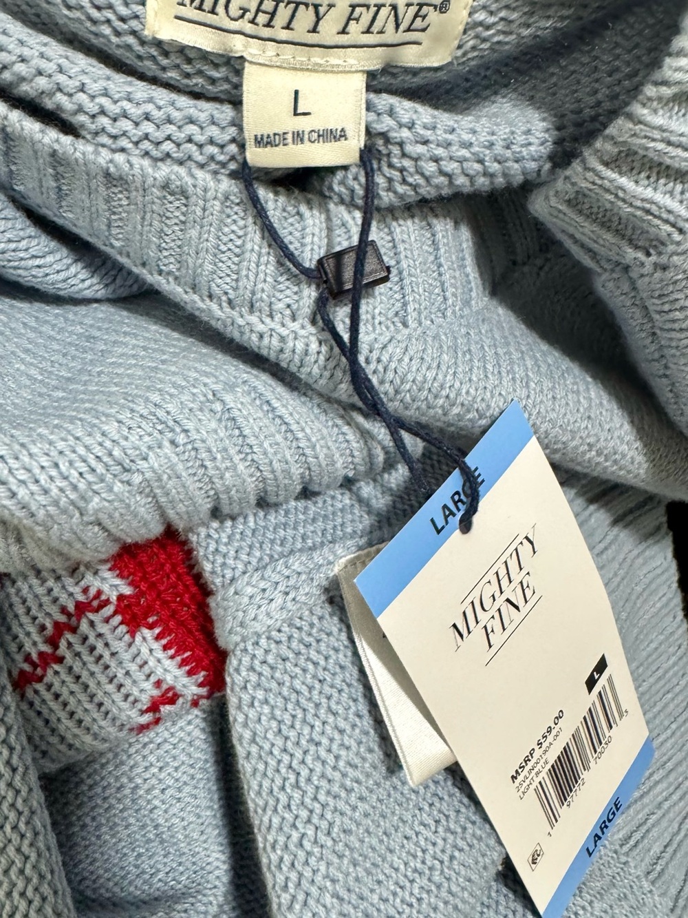 Mighty Fine Light Blue Crewneck Sweater with Red Lobster Graphic - Picture 5 of 6